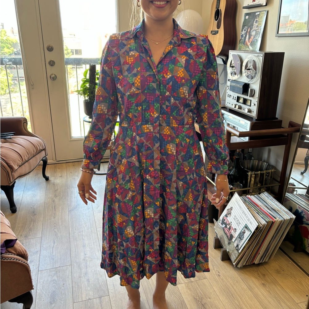 Schrader multicolored button down dress size 4P